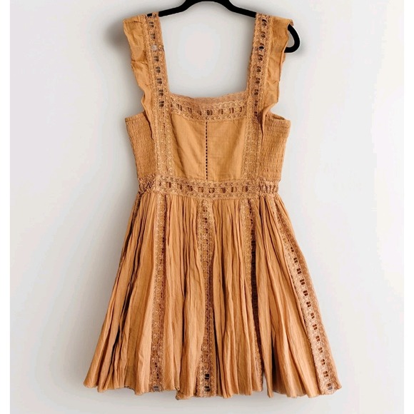 Free People Dresses & Skirts - FP One Free People Verona Mini Dress In A Muted Orange Color Sz M Crochet Accent